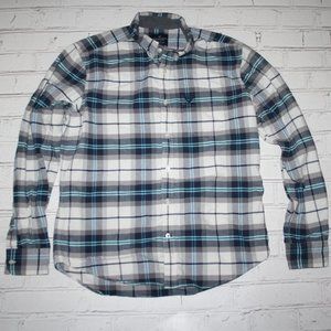 American Eagle Outfitters Classic Fit Size Med Blue and gray button down